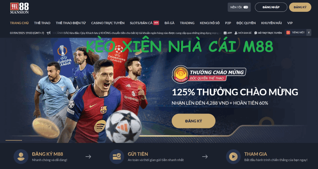 hướng dẫn chơi kèo xiên M88