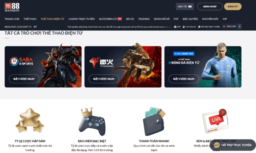 Trang cá cược esport M88