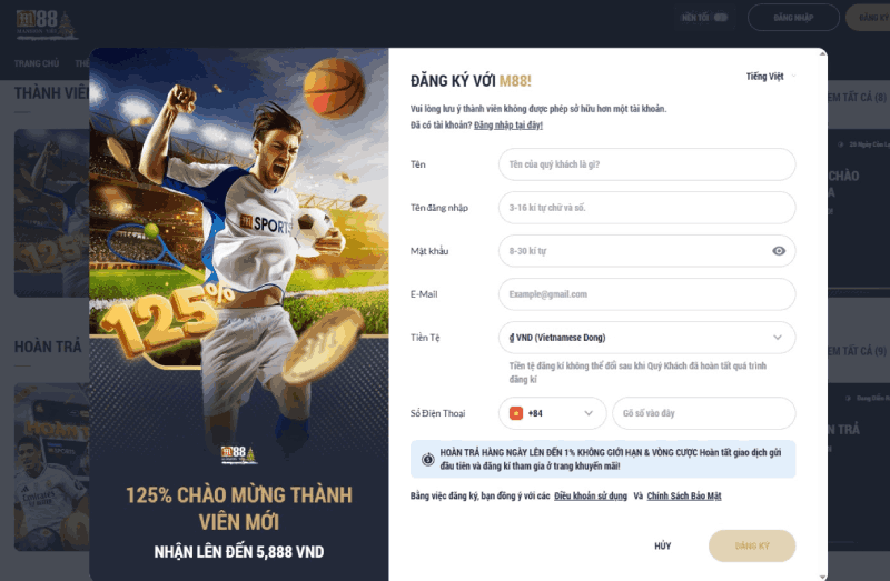trang đăng ký M88
