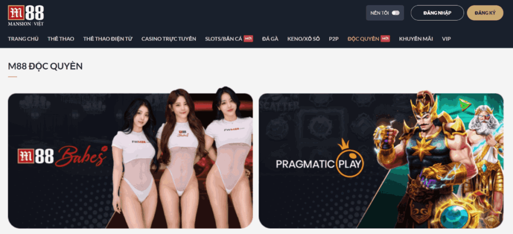 các sảnh chơi độc quyền M88
