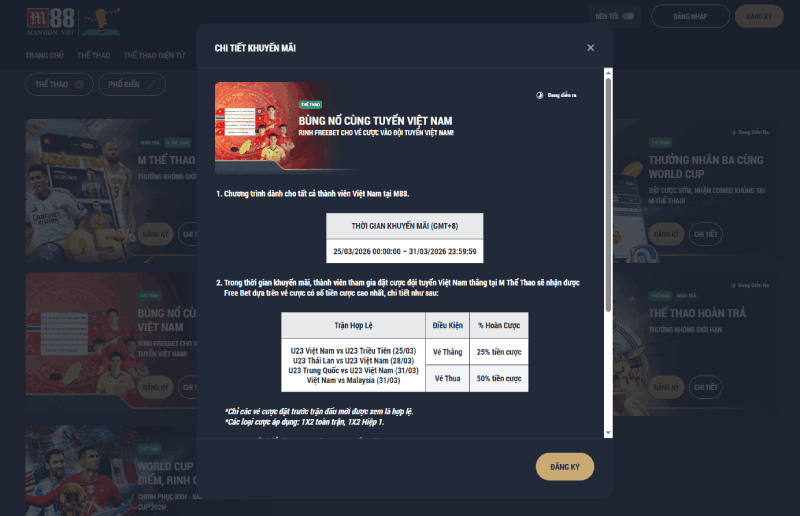 ưu đãi freebet ĐT Việt Nam