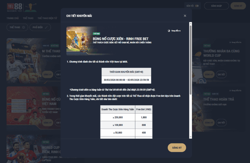 ưu đãi freebet cược xiên