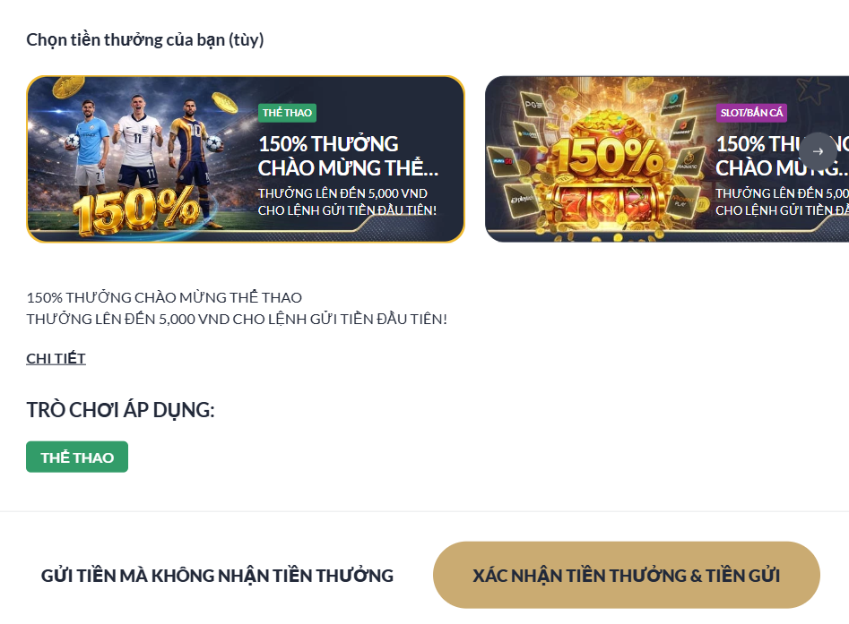 nạp tiền, chọn thưởng đăng ký M88