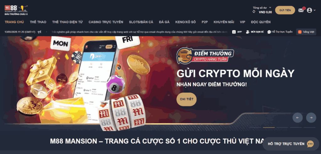 hướng dẫn nạp tiền crypto M88