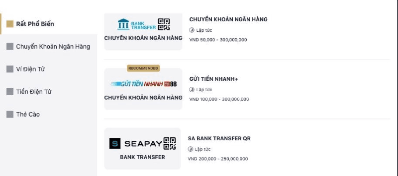 nạp tiền tài xỉu M88